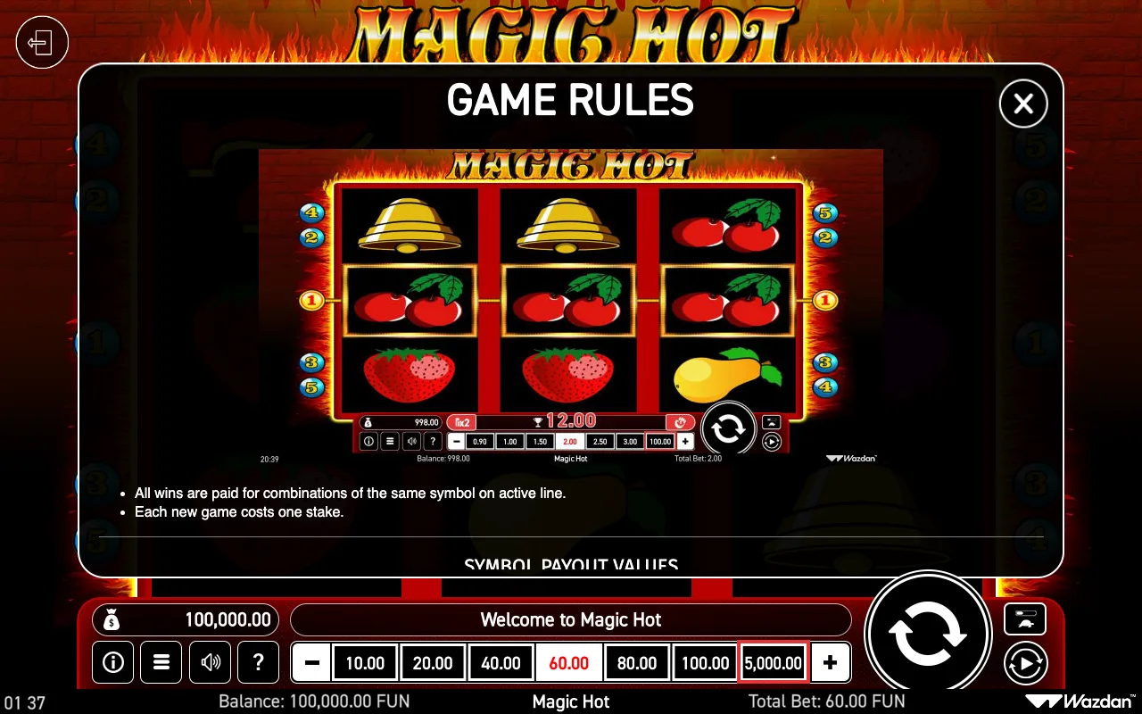 Game rules — Magic Hot