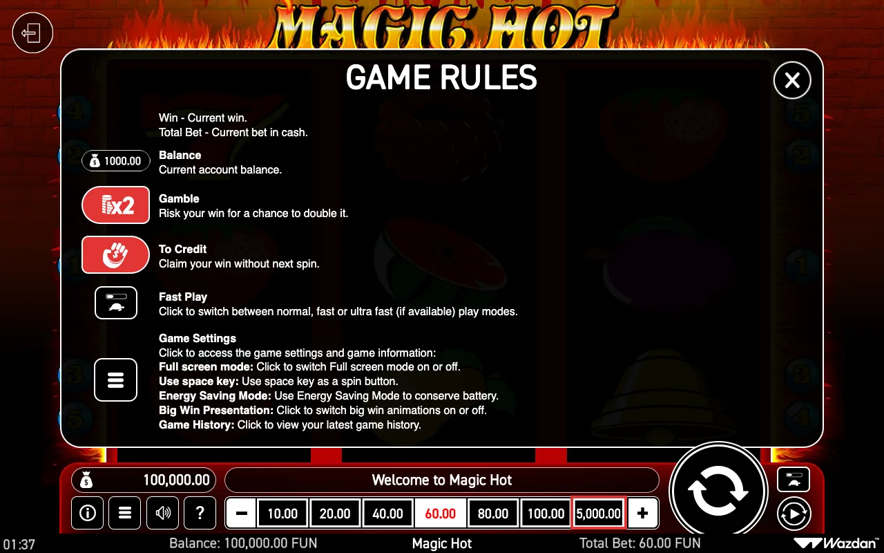 Game rules, page 5 — Magic Hot