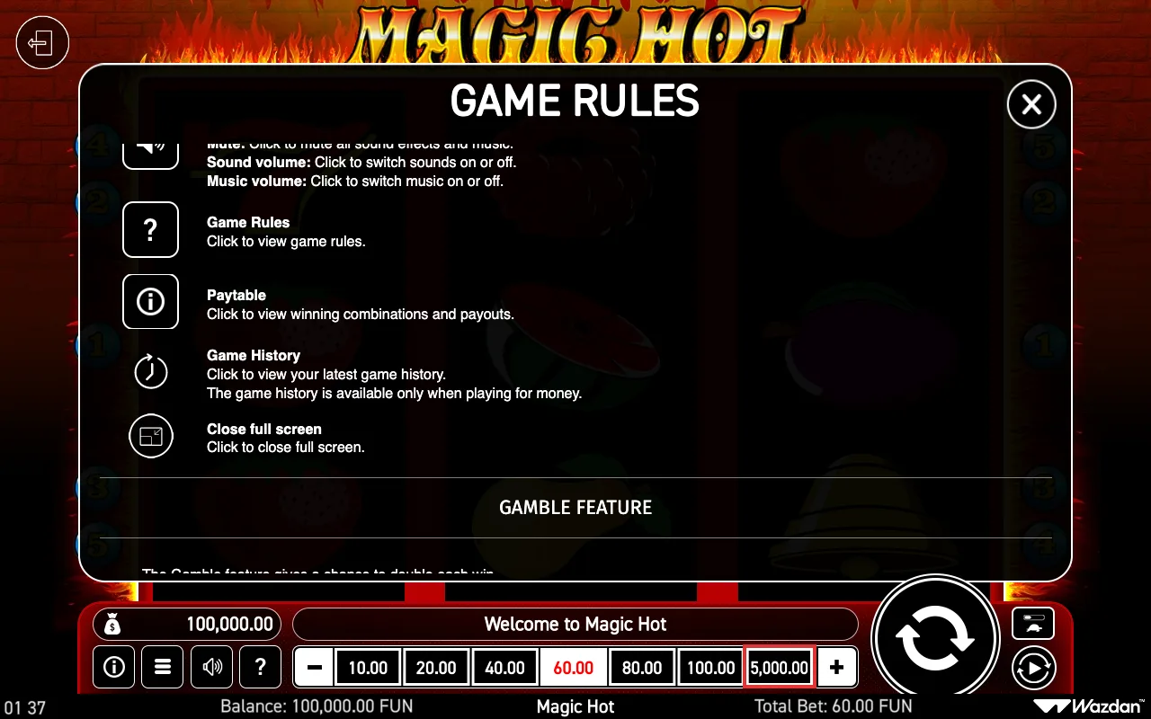 Game rules, page 6 — Magic Hot
