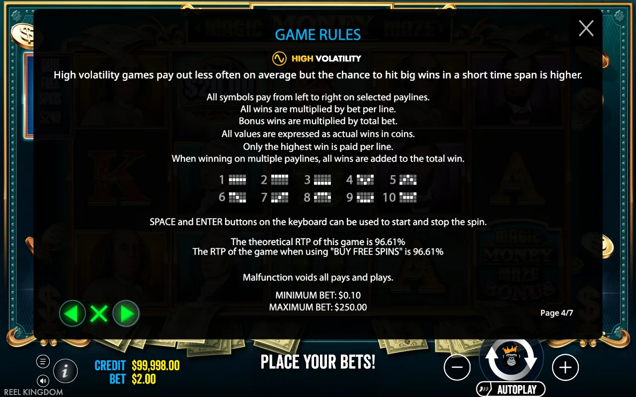 Game rules — Magic Money Maze