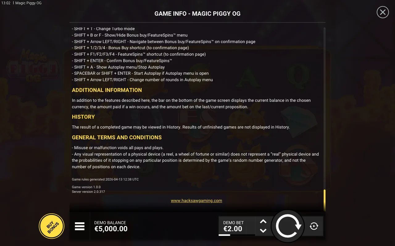 Game rules, page 9 — Magic Piggy OG