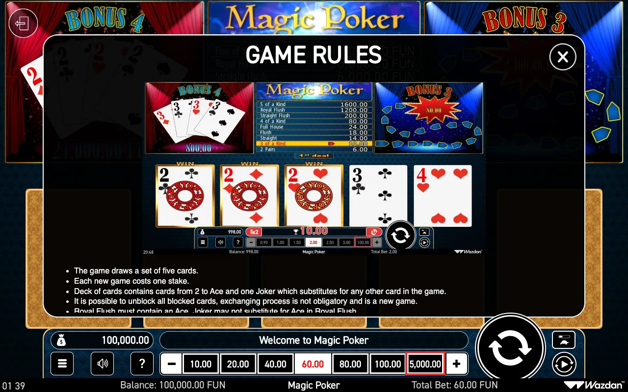 Game rules, page 1 — Magic Poker