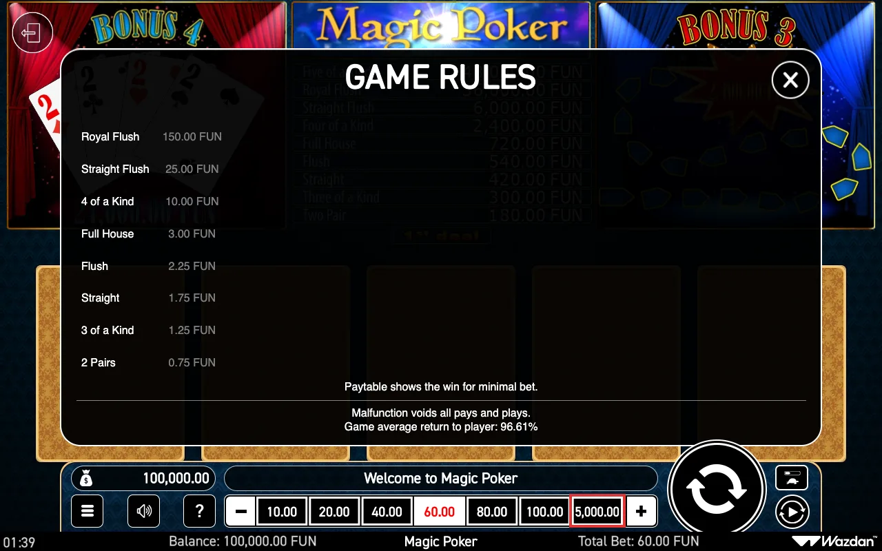 Game rules — Magic Poker