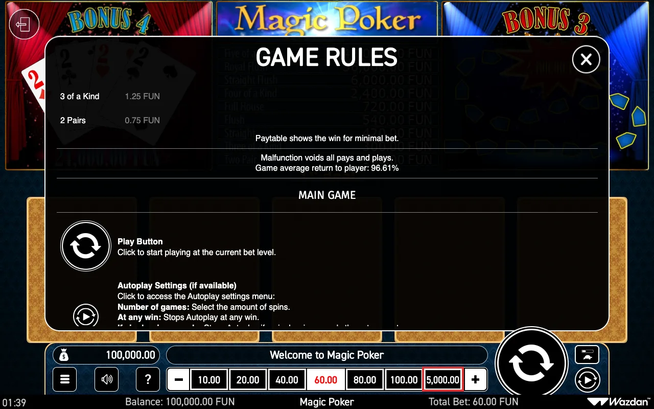 Game rules, page 3 — Magic Poker