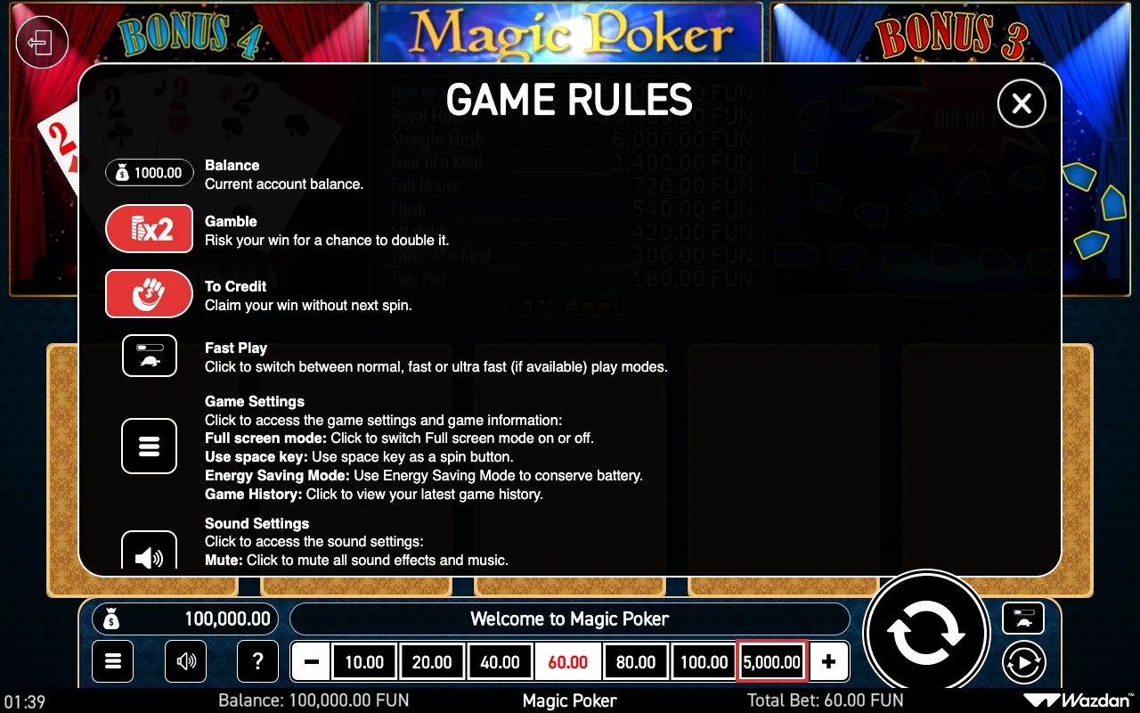 Game rules, page 4 — Magic Poker
