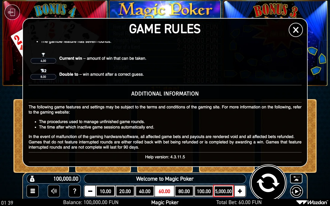 Game rules, page 5 — Magic Poker