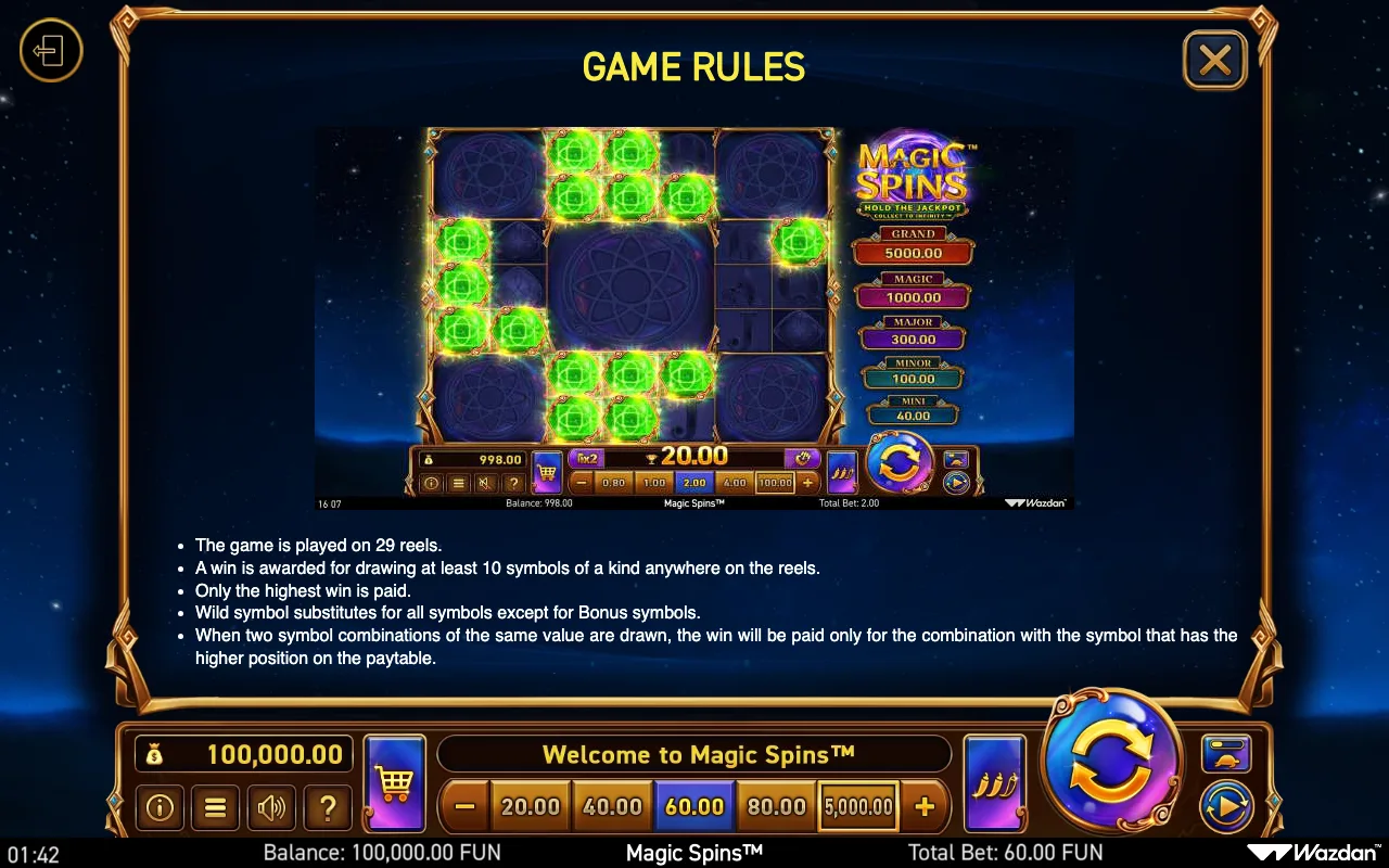 Game rules, page 10 — Magic Spins