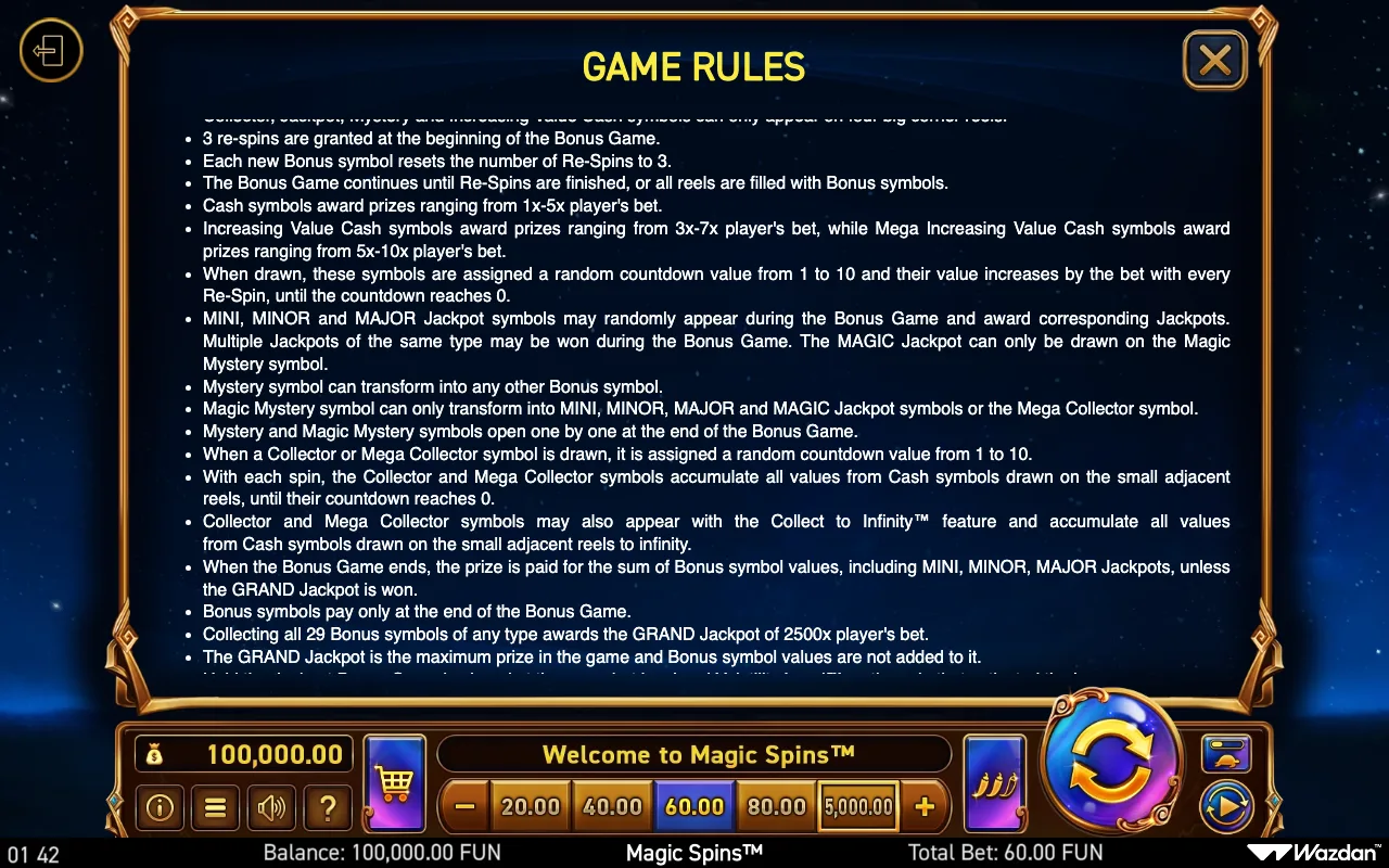 Game rules, page 11 — Magic Spins