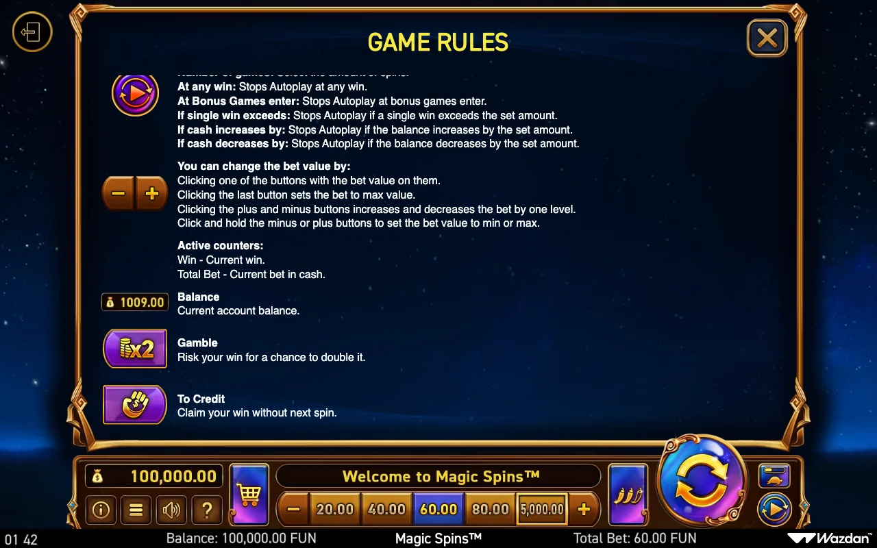 Game rules, page 13 — Magic Spins