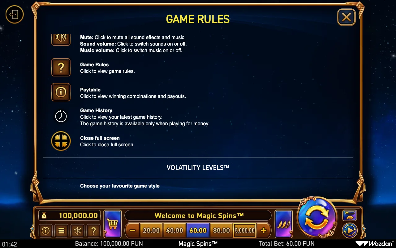 Game rules, page 14 — Magic Spins