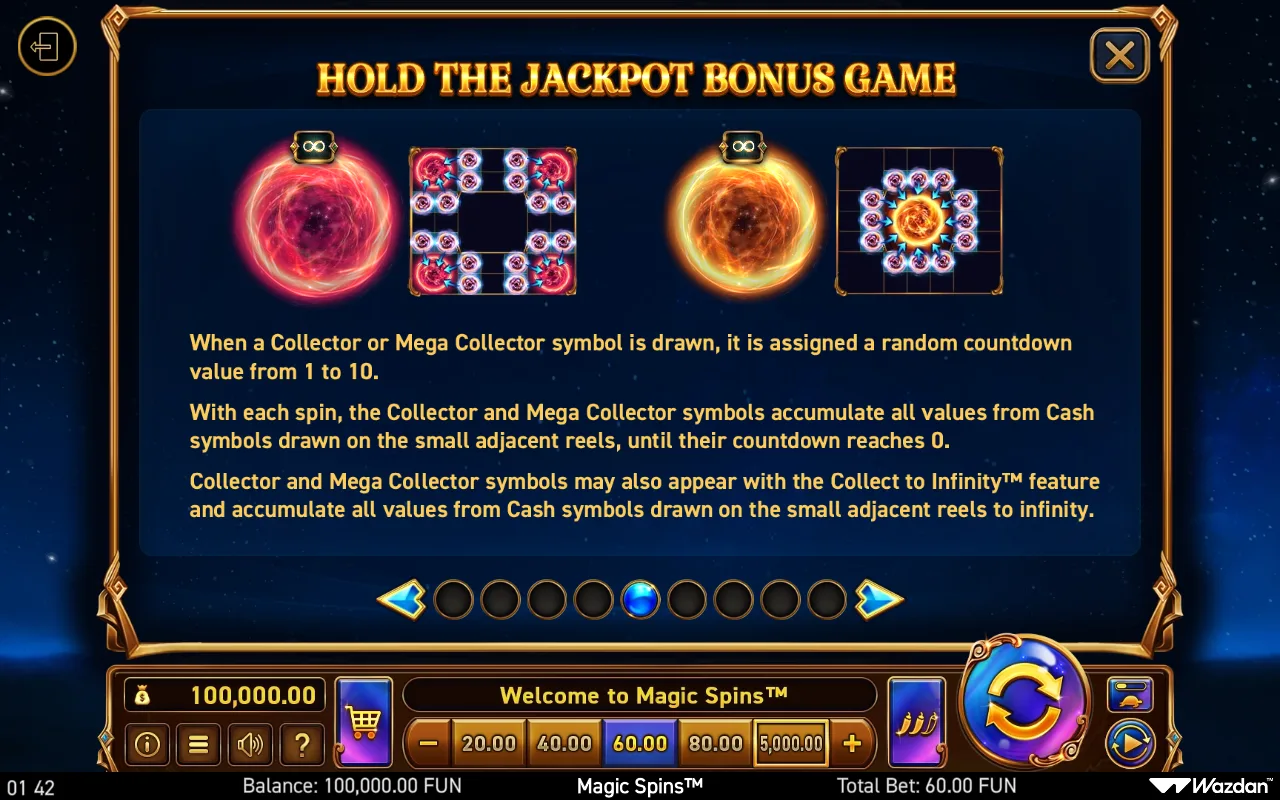 Hold the jackpot bonus game — Magic Spins
