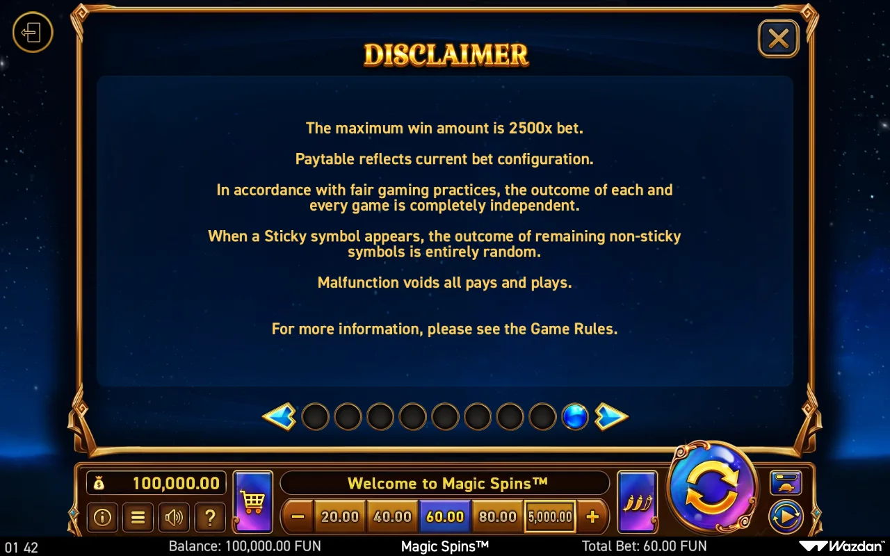 Game rules, page 9 — Magic Spins