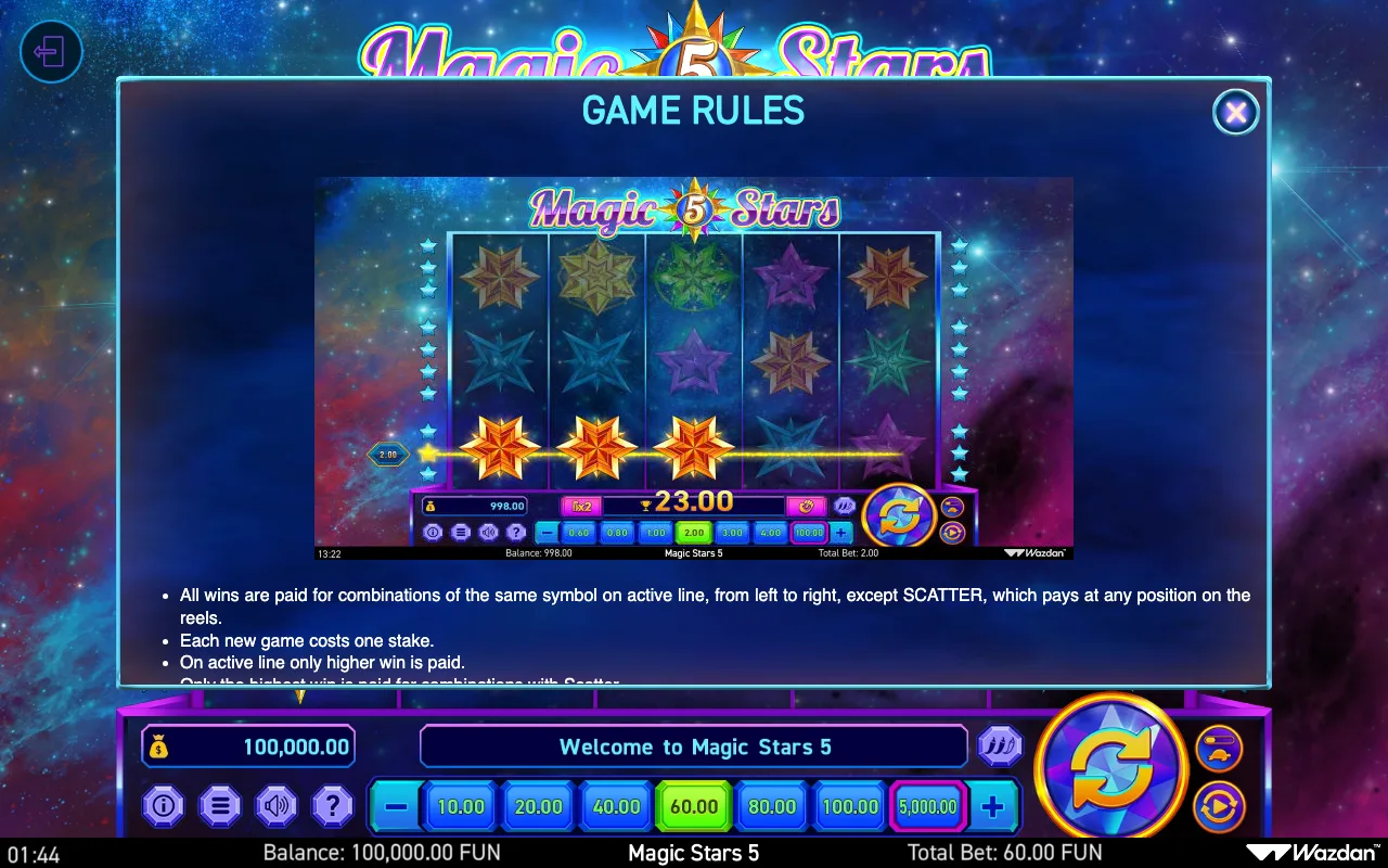 Game rules, page 2 — Magic Stars 5