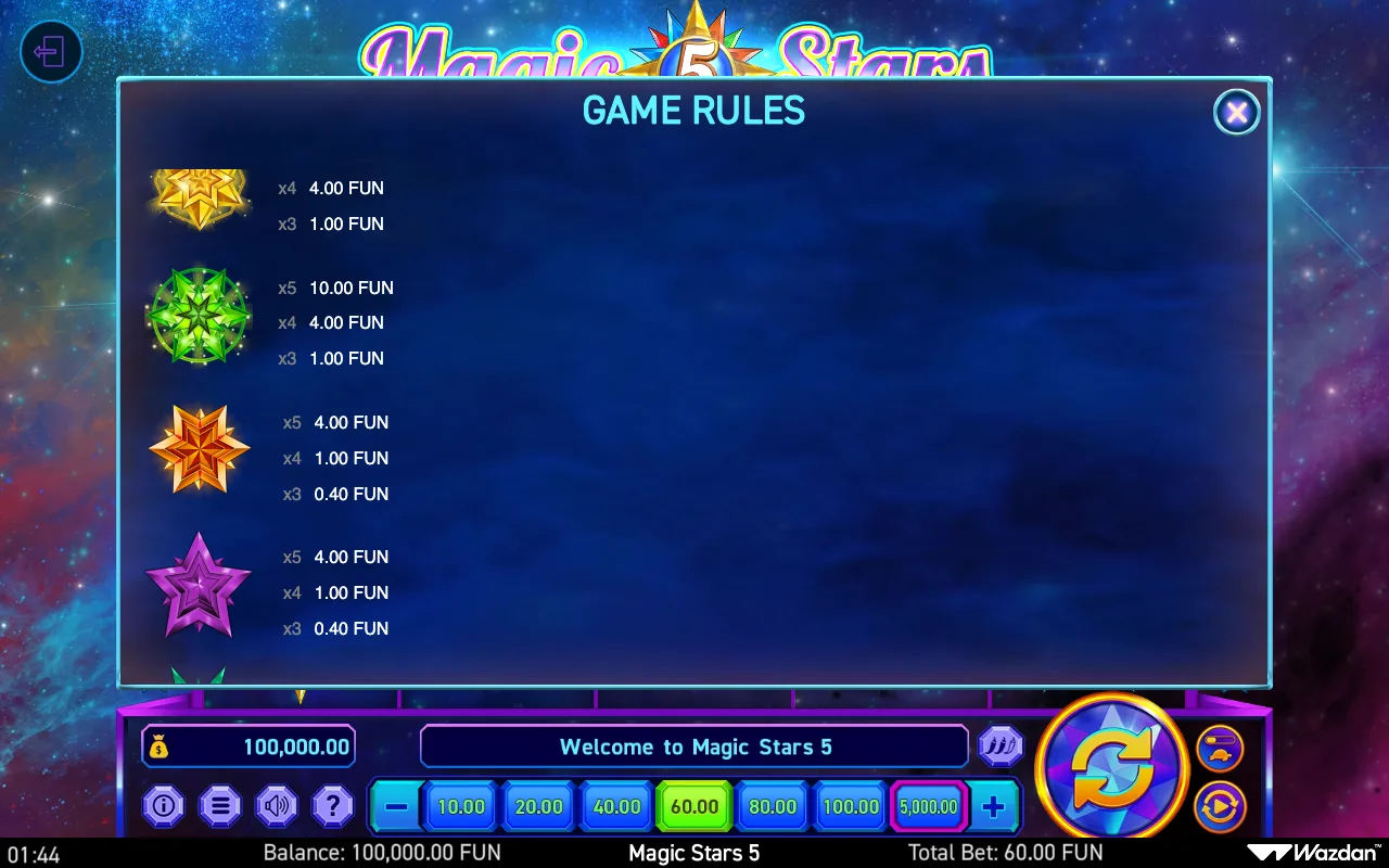 Game rules, page 3 — Magic Stars 5