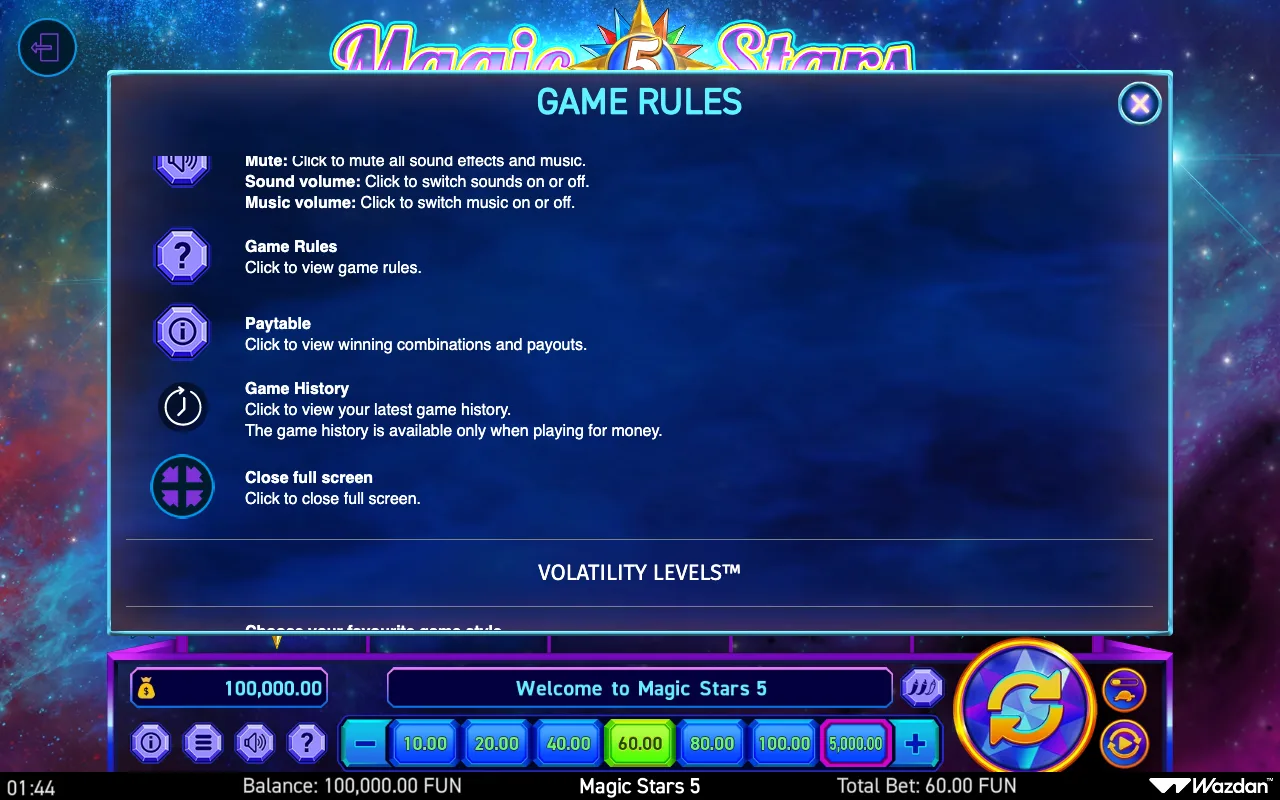 Game rules, page 6 — Magic Stars 5