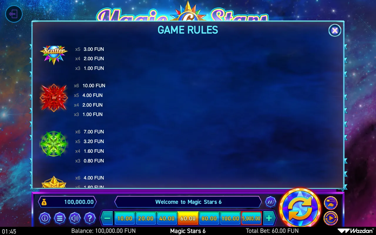 Game rules — Magic Stars 6
