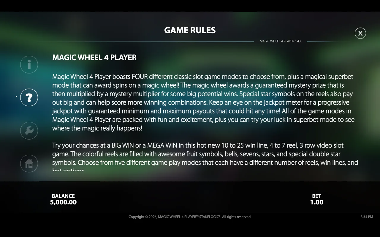 Game rules — Magic Wheel 4 Player