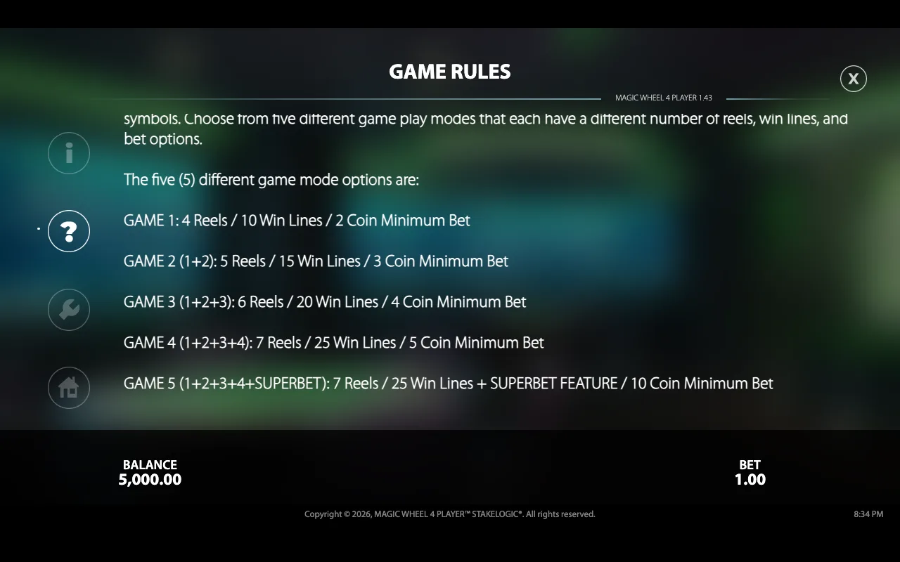 Game rules — Magic Wheel 4 Player
