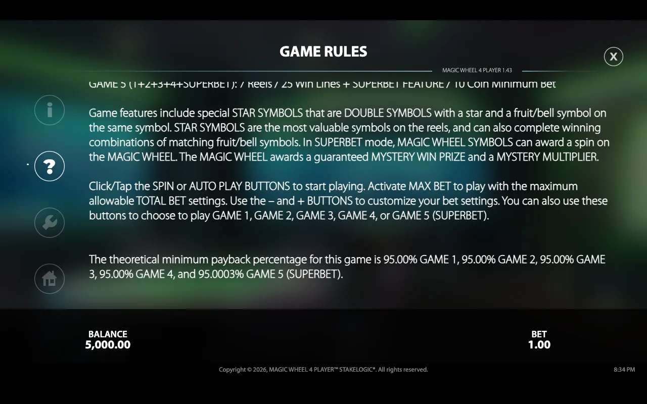 Game rules — Magic Wheel 4 Player