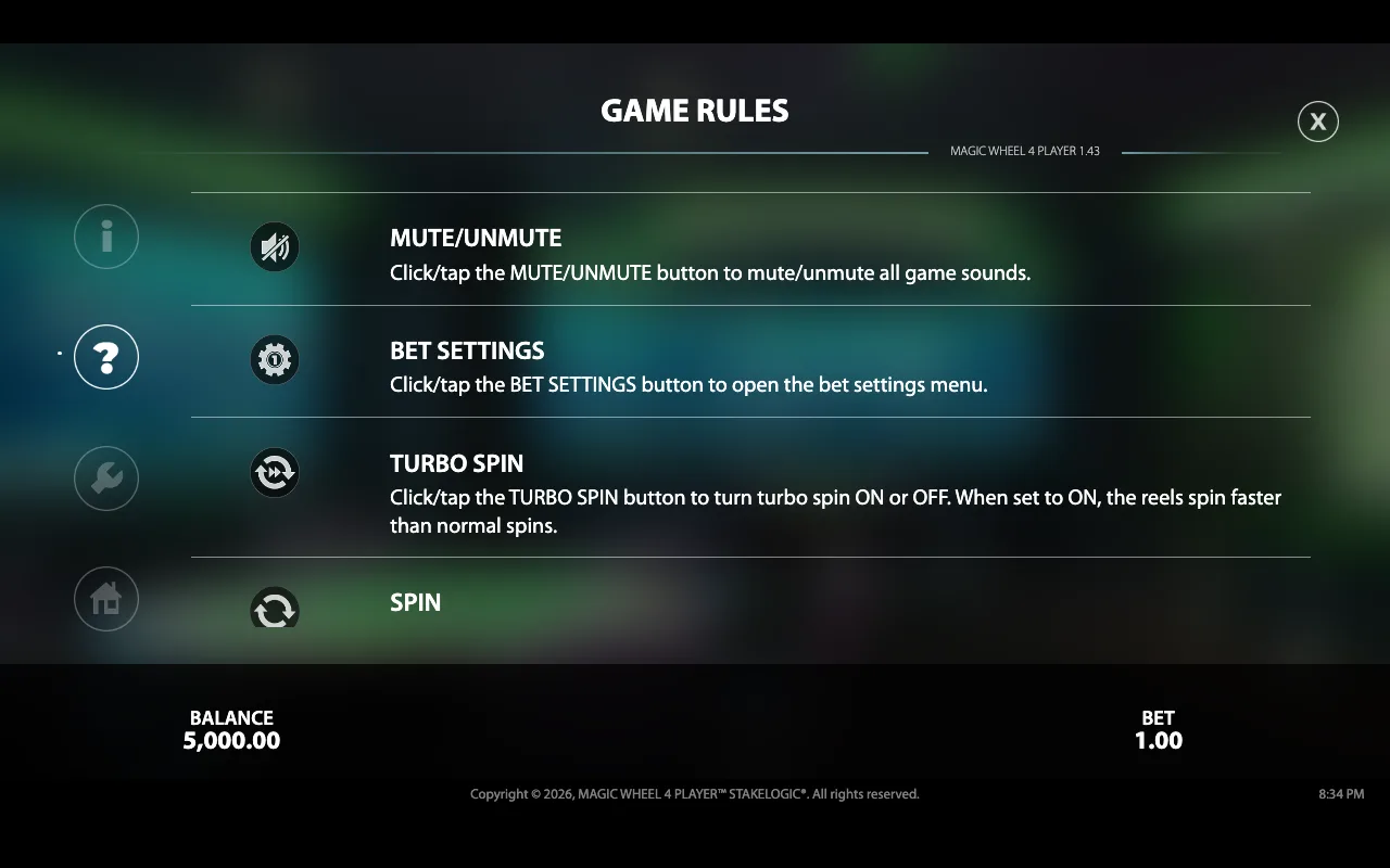Game rules — Magic Wheel 4 Player