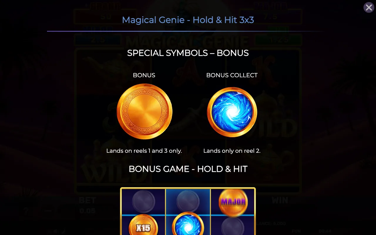Special symbols - bonus — Magical Genie Holdhit 3x3
