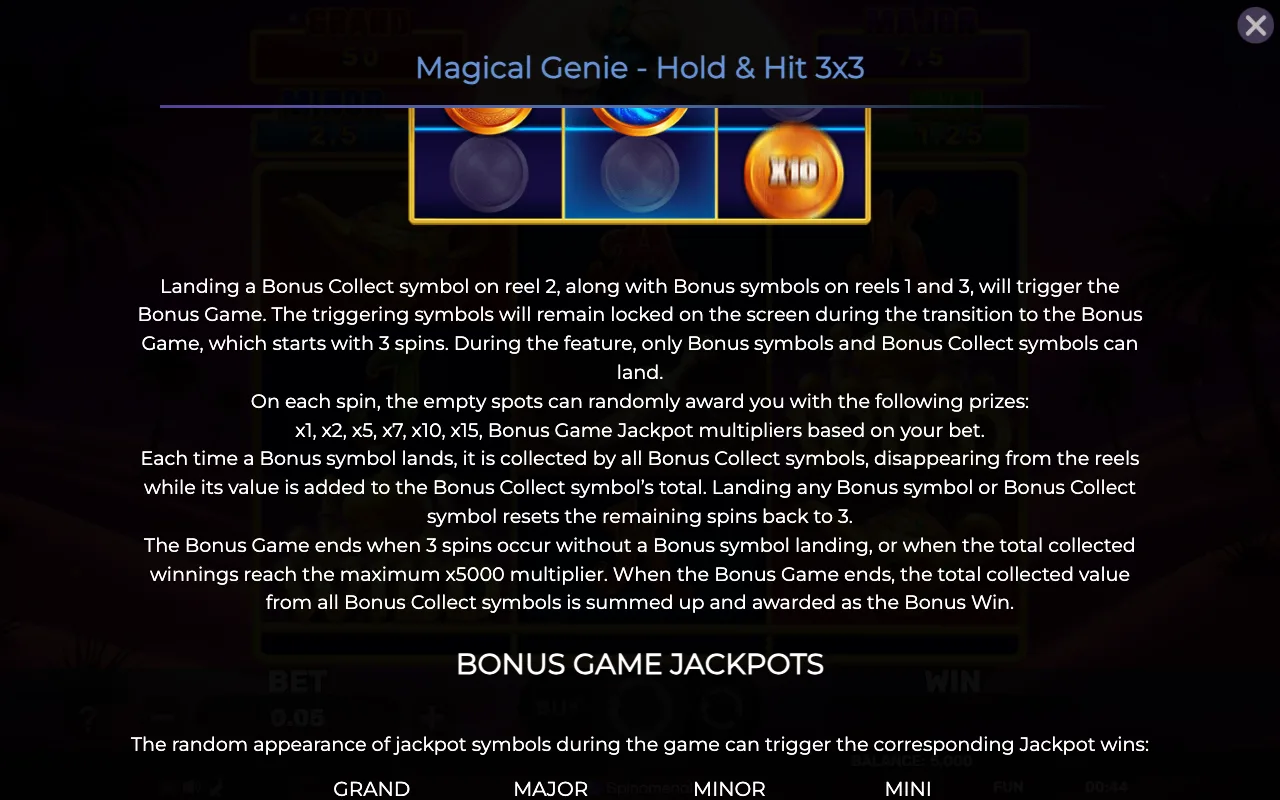 Game rules, page 2 — Magical Genie Holdhit 3x3