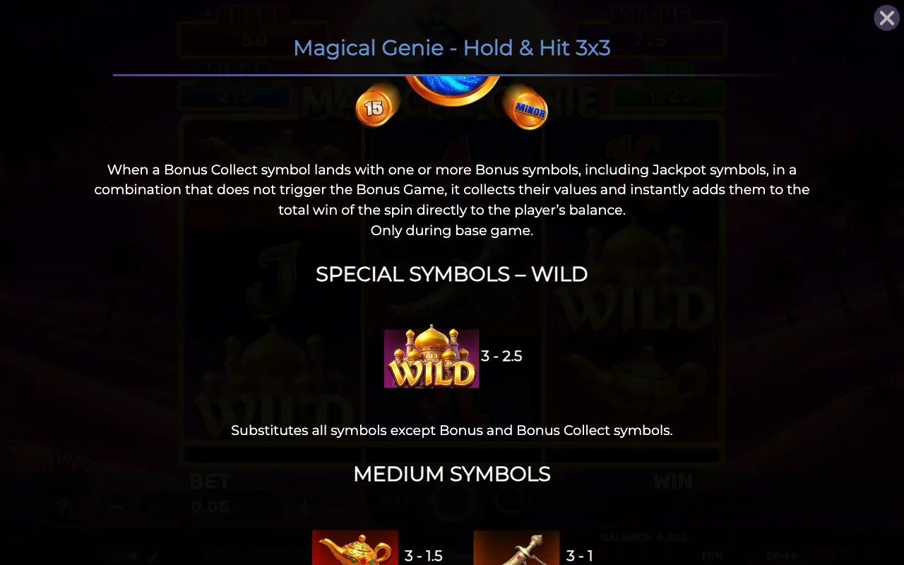 Special symbols - wild — Magical Genie Holdhit 3x3
