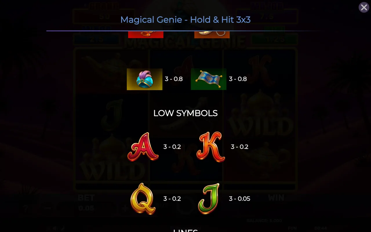 Low symbols — Magical Genie Holdhit 3x3