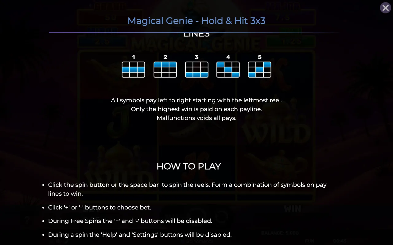How to play — Magical Genie Holdhit 3x3