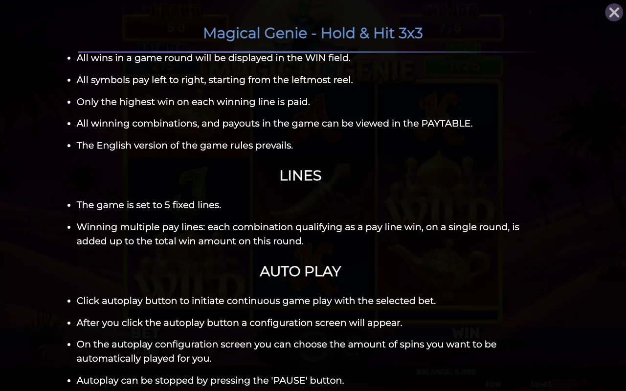 Game rules, page 7 — Magical Genie Holdhit 3x3