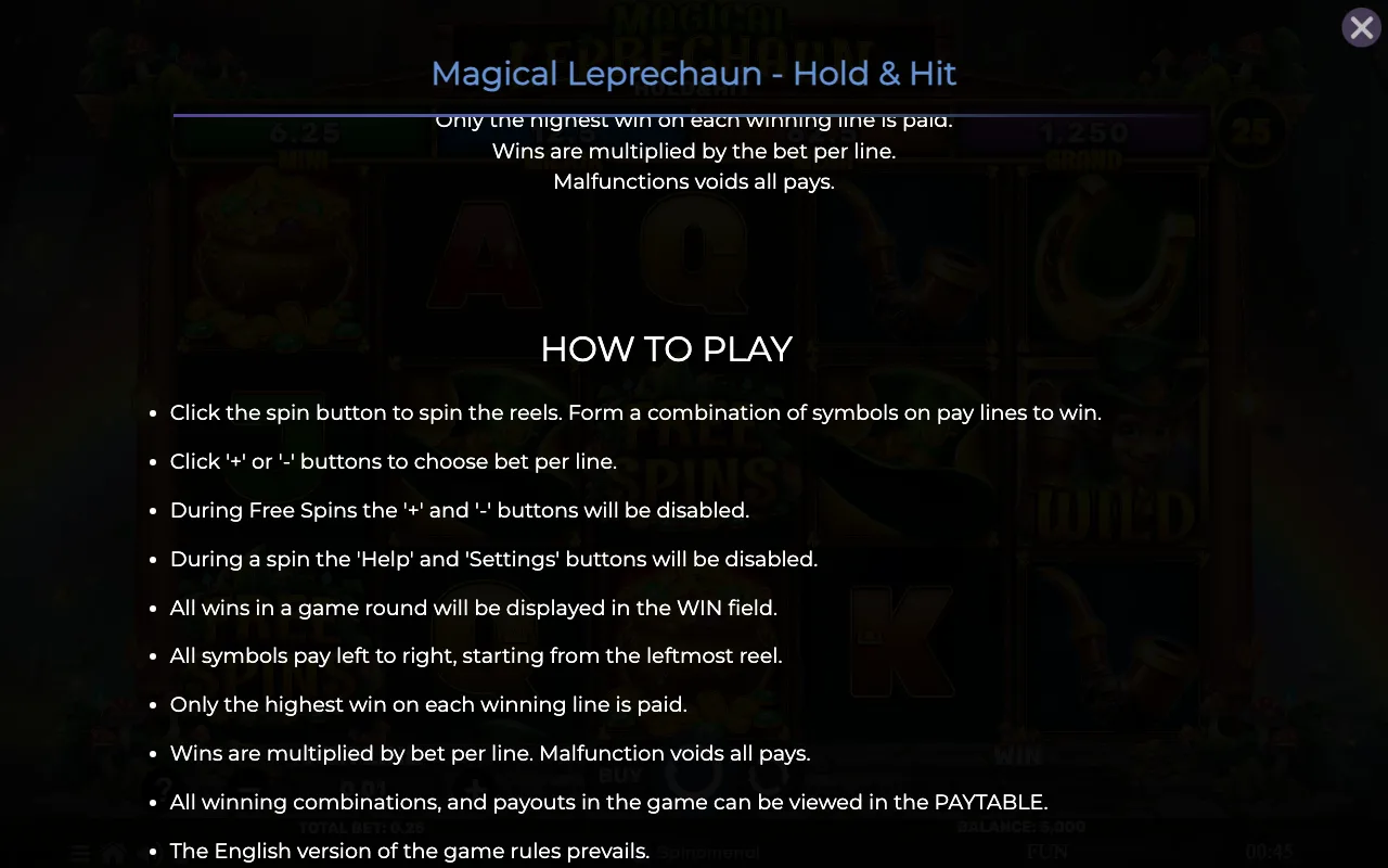 How to play — Magical Leprechaun Hold Hit