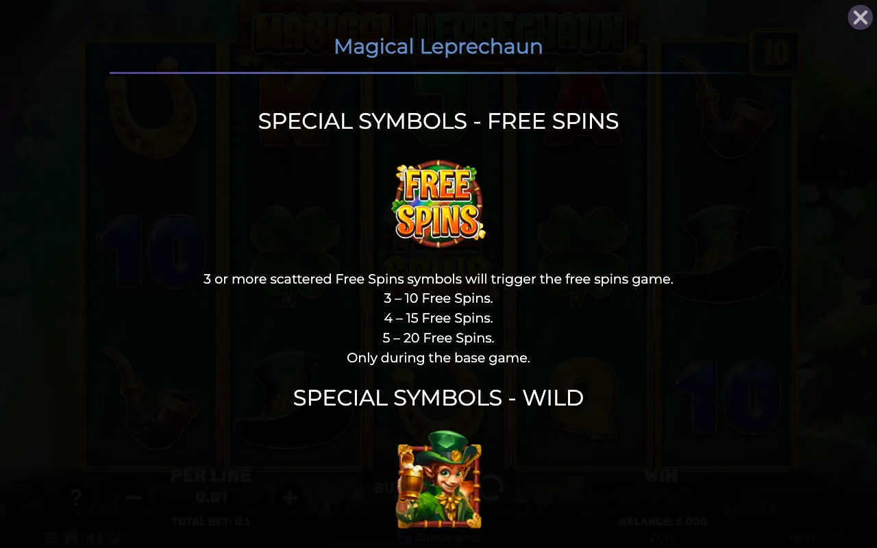 Special symbols - free spins — Magical Leprechaun
