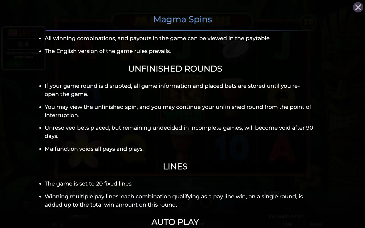 Game rules, page 7 — Magma Spins