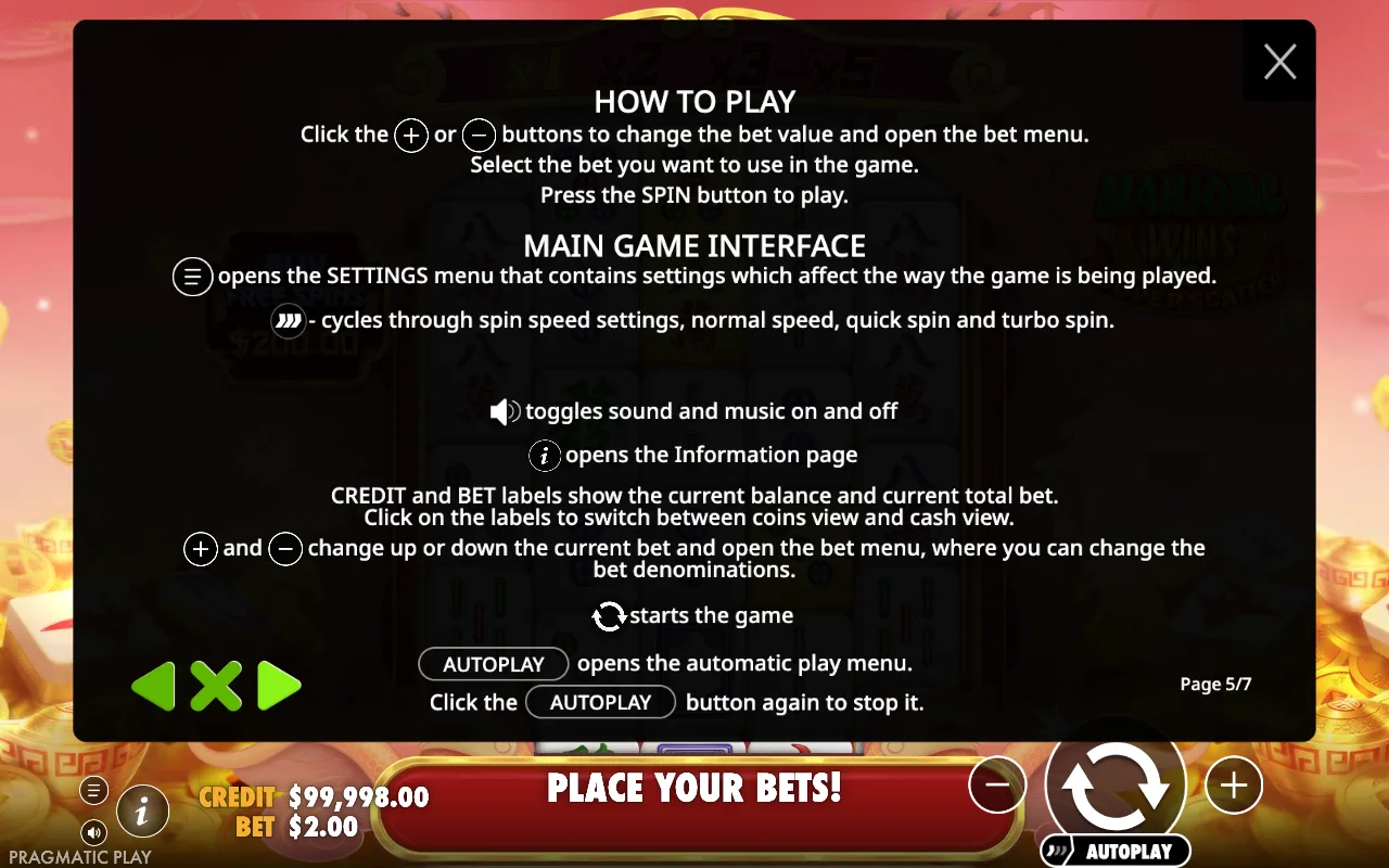 How to play — Mahjong Wins Super Scatter