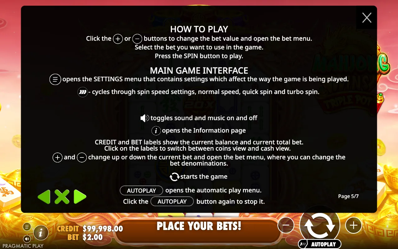 How to play — Mahjong Wins Triple Pot