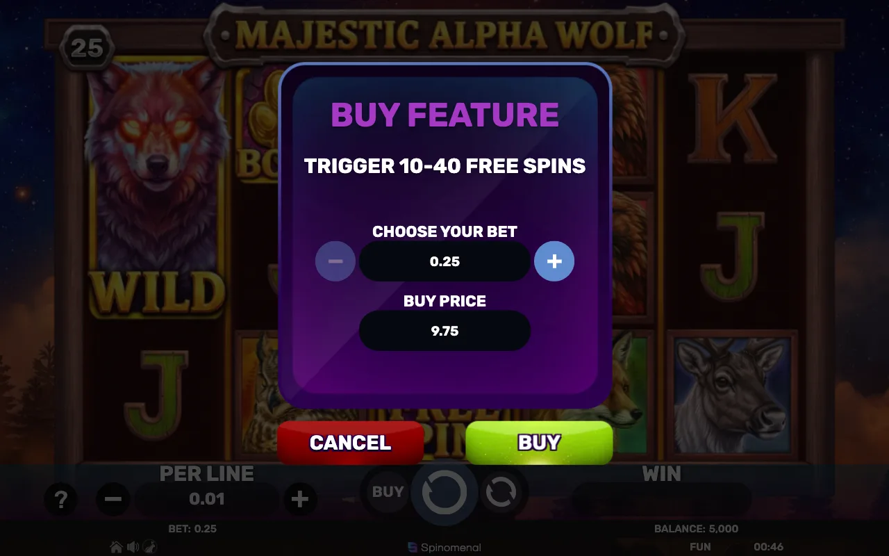 Buying the feature — Majestic Alpha Wolf