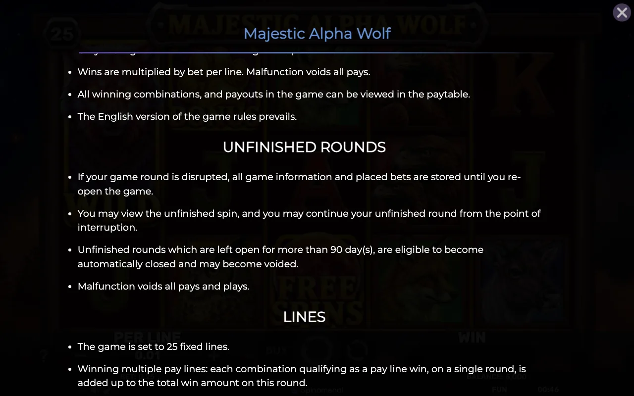 Game rules, page 7 — Majestic Alpha Wolf