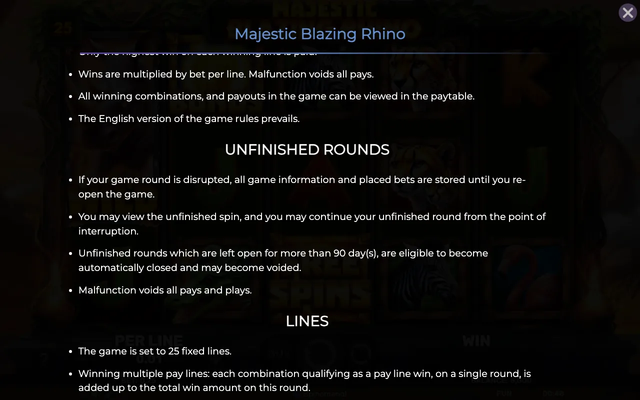 Game rules, page 7 — Majestic Blazing Rhino