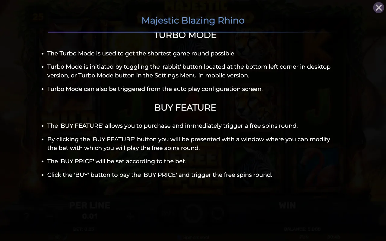 Buy feature — Majestic Blazing Rhino