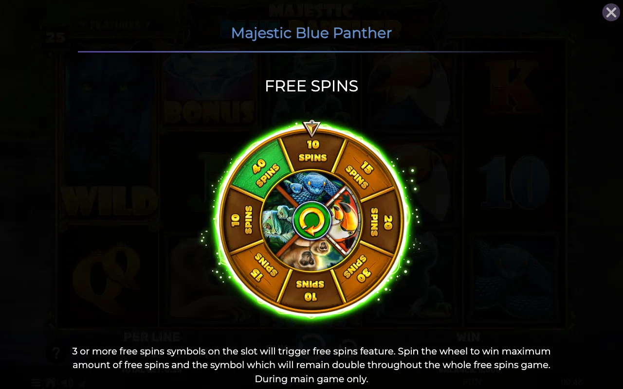 Free spins — Majestic Blue Panther