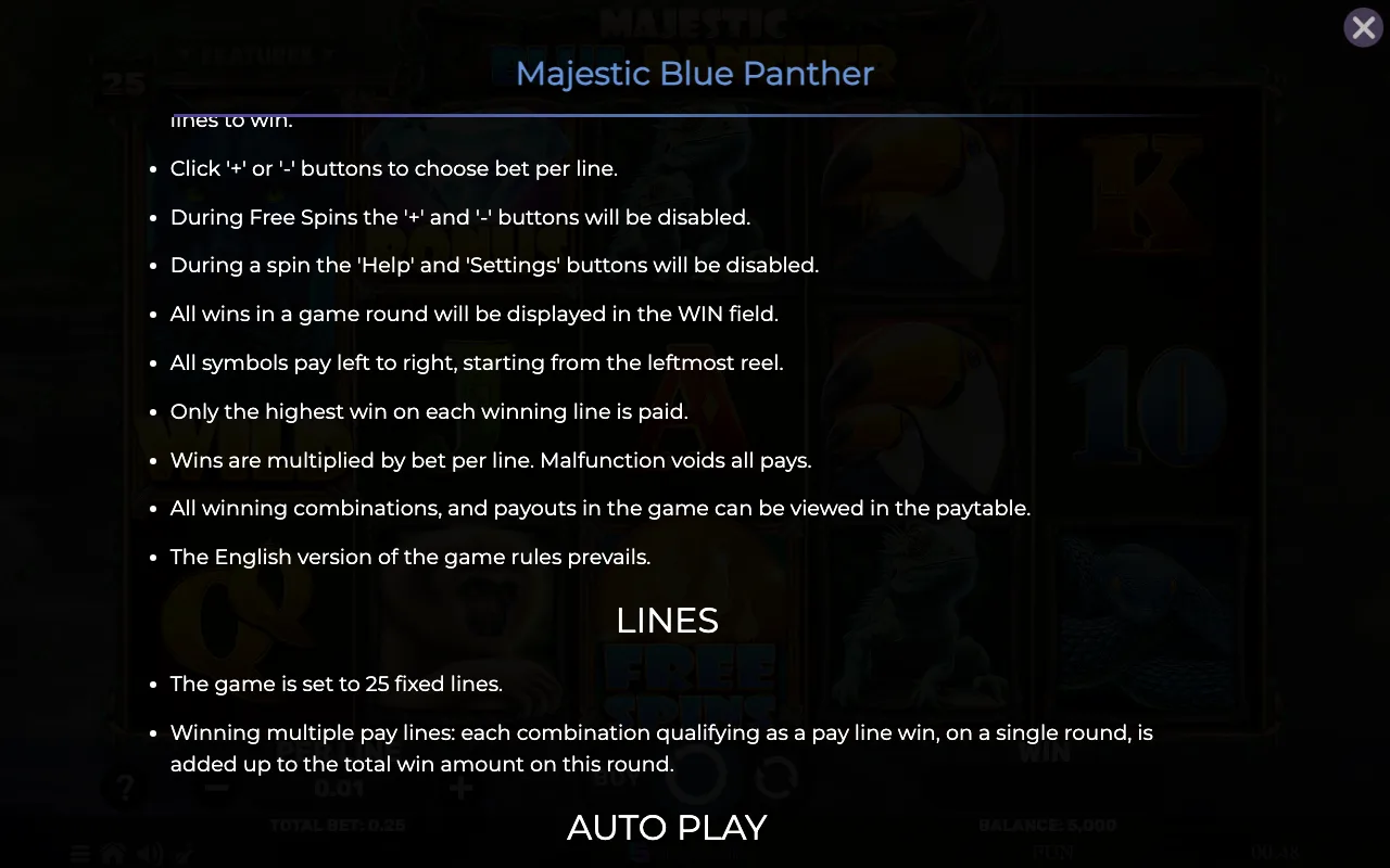 Game rules, page 7 — Majestic Blue Panther
