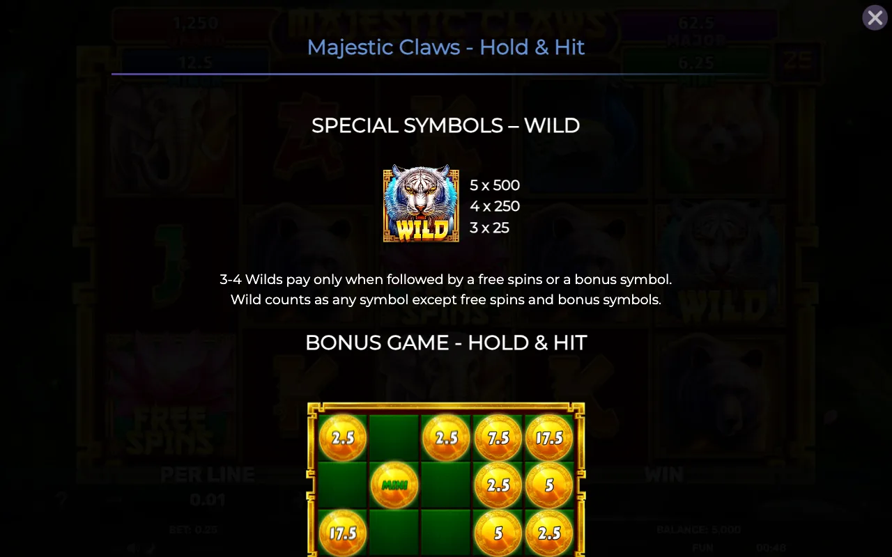 Special symbols - wild — Majestic Claws Hold Hit