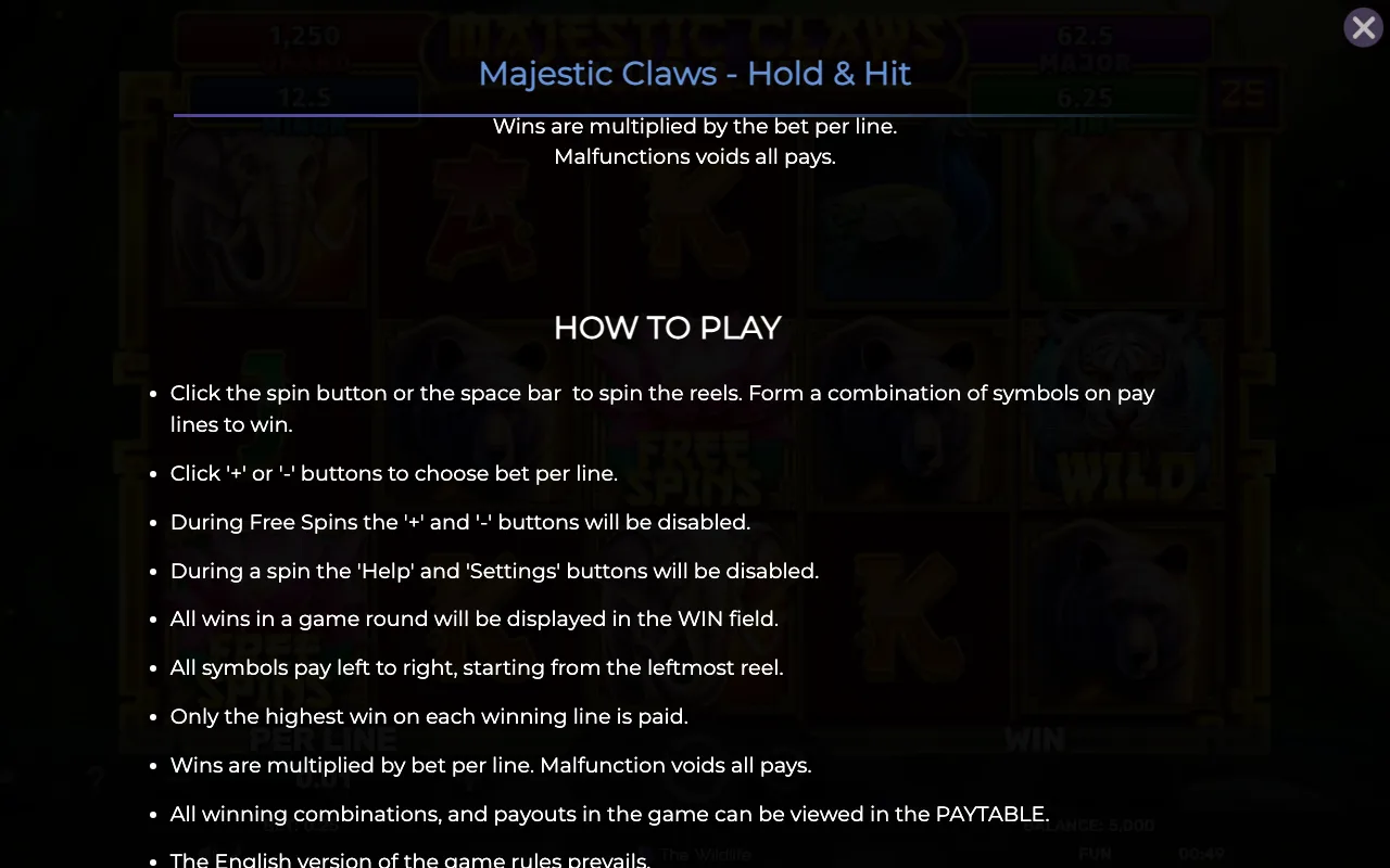 How to play — Majestic Claws Hold Hit