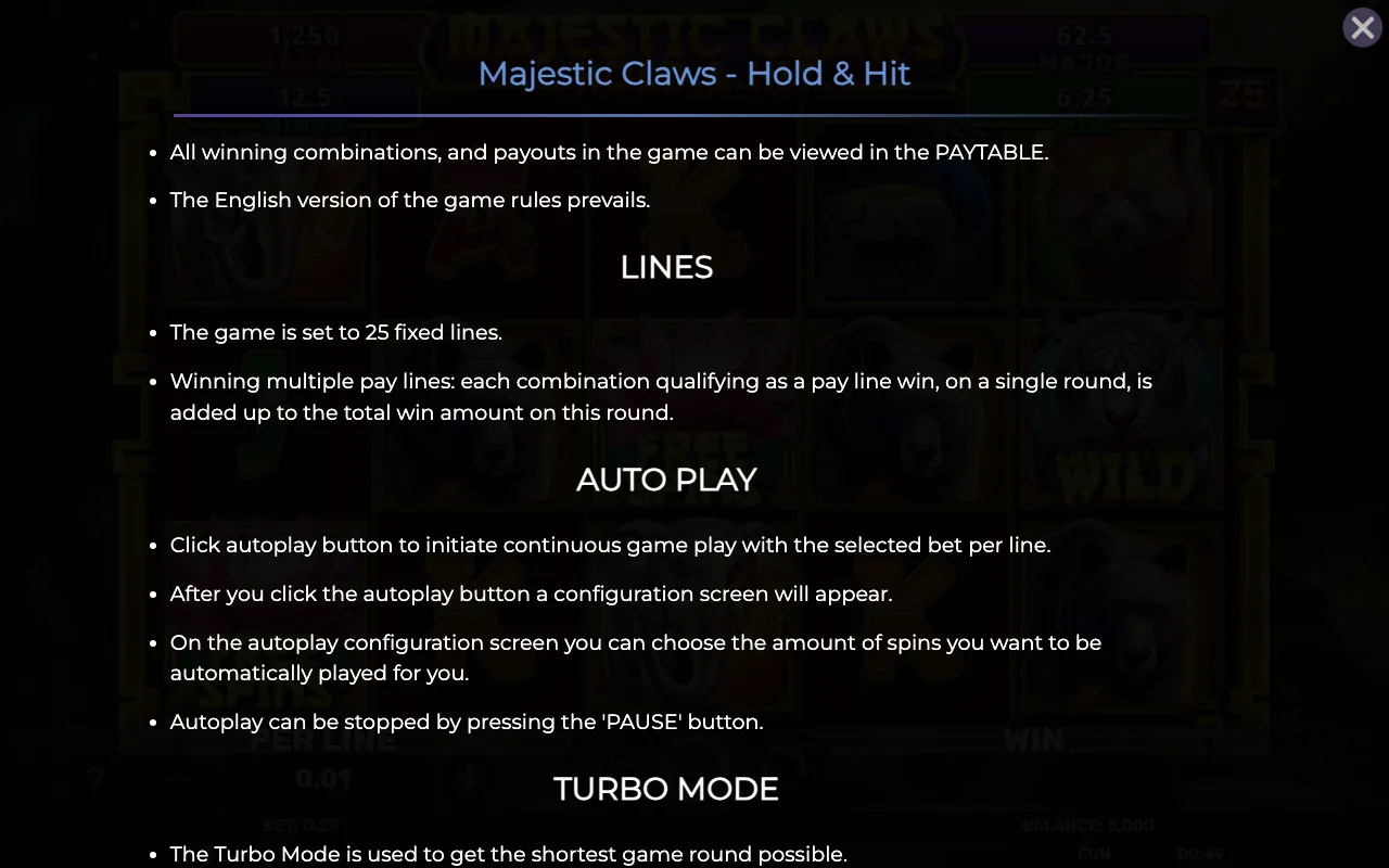 Lines — Majestic Claws Hold Hit