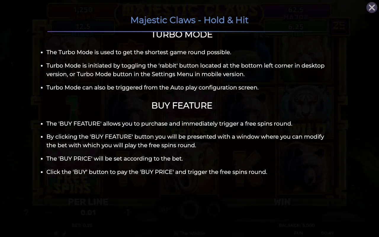 Buy feature — Majestic Claws Hold Hit