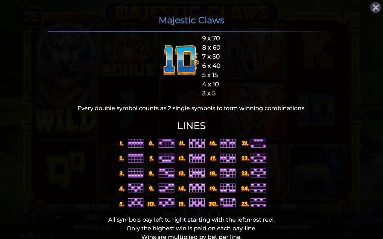 Game rules, page 6 — Majestic Claws