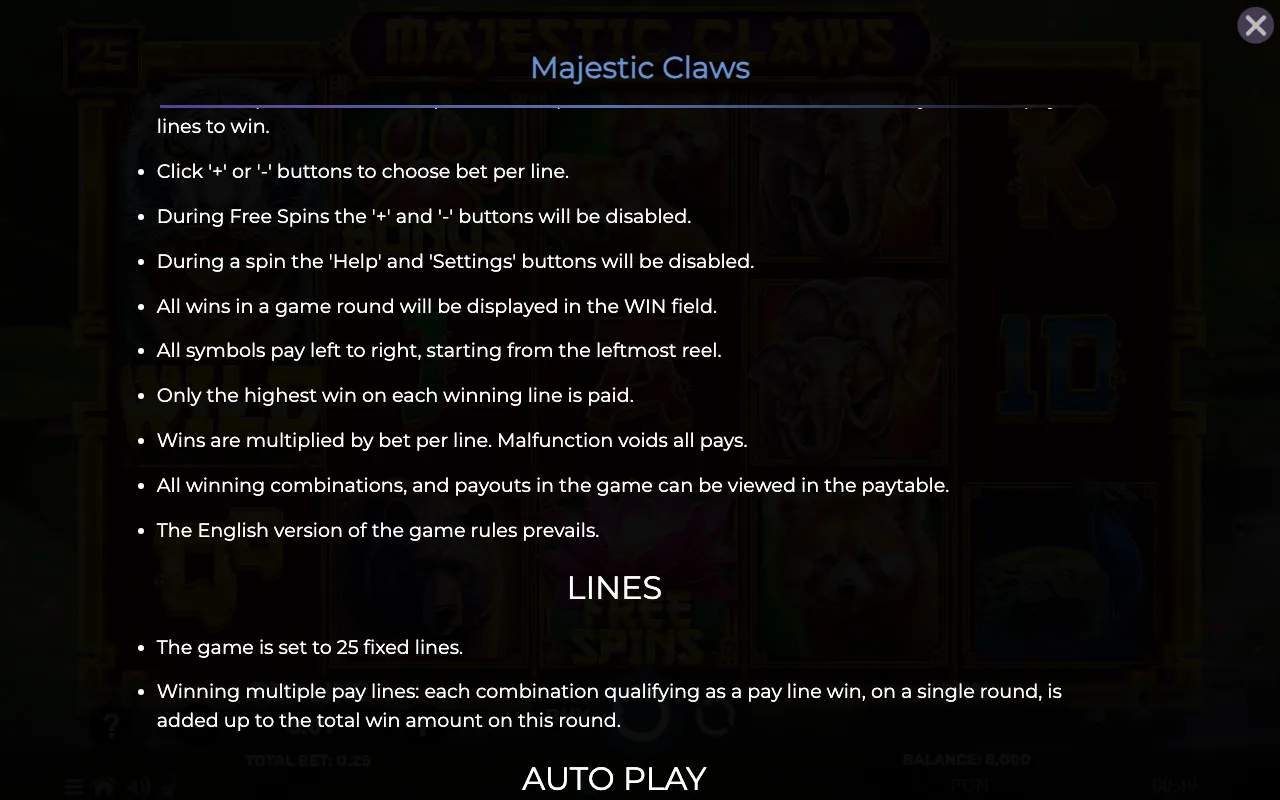 Game rules, page 7 — Majestic Claws