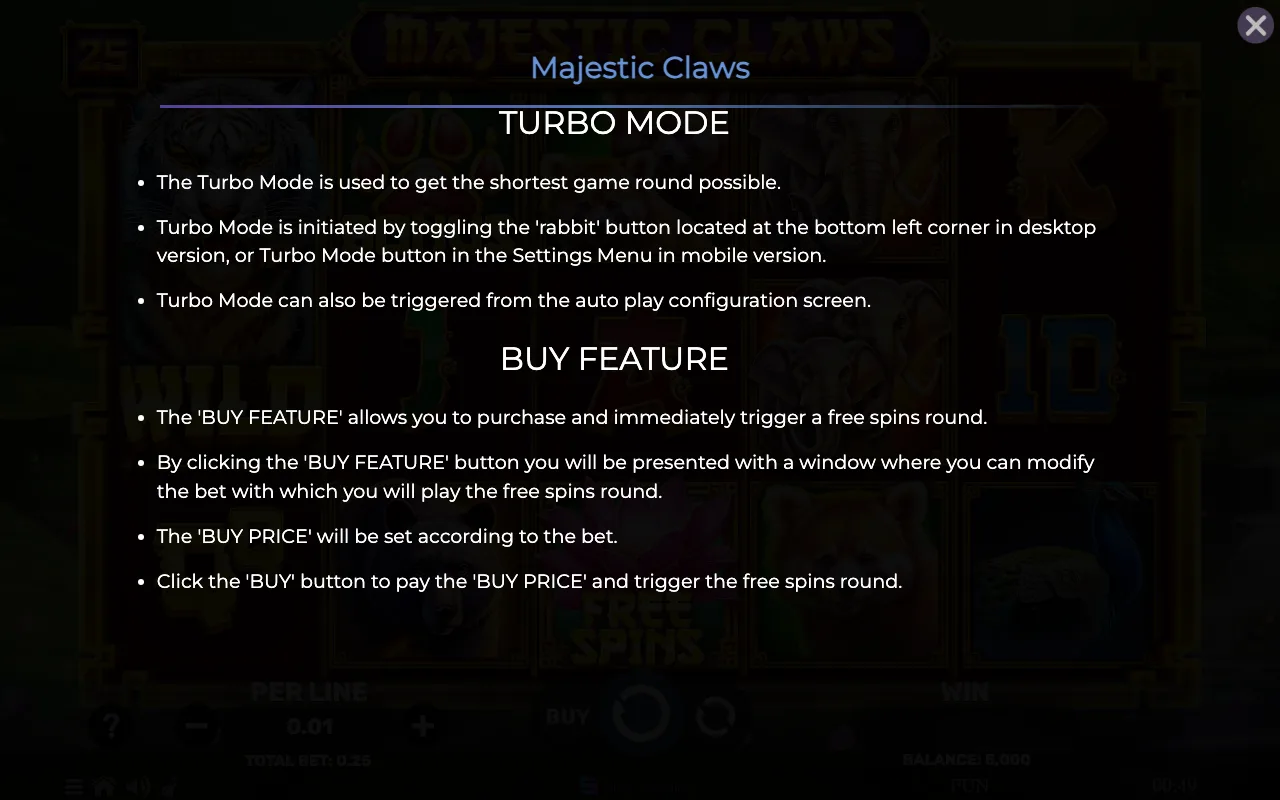 Game rules, page 8 — Majestic Claws