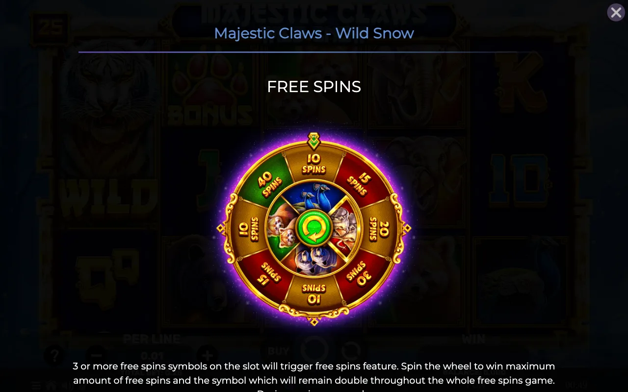 Free spins — Majestic Claws Wild Snow