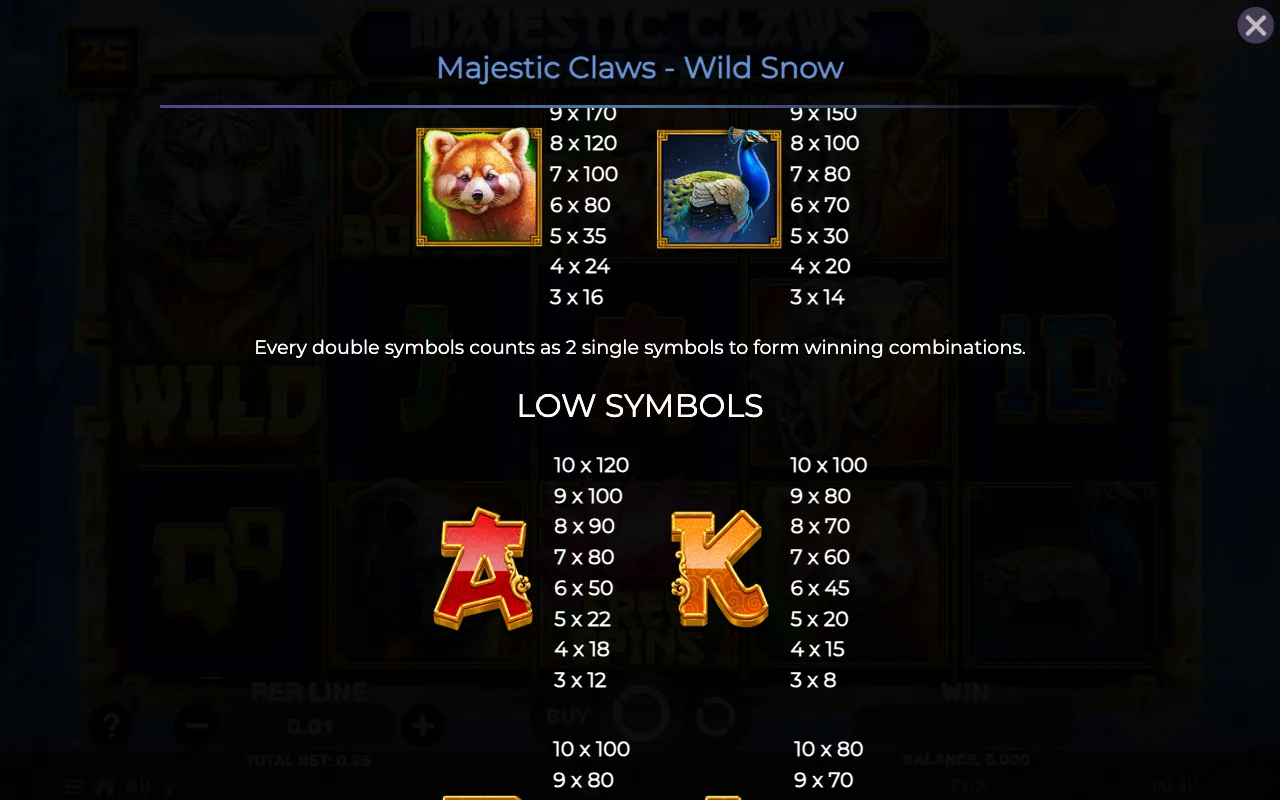 Game rules, page 5 — Majestic Claws Wild Snow